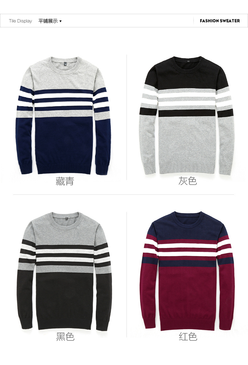 Áo len nam cổ tròn Hàn Quốc Sinh viên mùa thu Áo len sọc mỏng Áo len dài shop quần áo nam