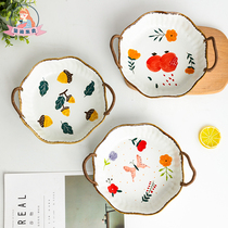 Seal of the Seal Welcome Day Style Handmade Creative Ceramic Hand Pan Lace Pans Corset Fruit Dishes Home Dish Cutlery