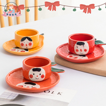 Seal of the Seal Welcome Personality Creative Ceramics Mark Cup Cute Coffee Cup Fruit Dish Home Breakfast Milk Cup Tray