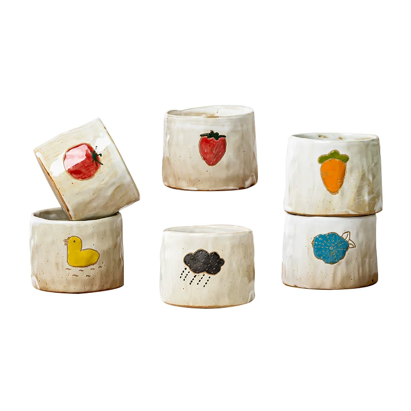 Пожалуйста, переведите на русский: Japanese handmade coarse pottery coffee cup ceramic creative personality strawberry house drinking water cup and hand -cup