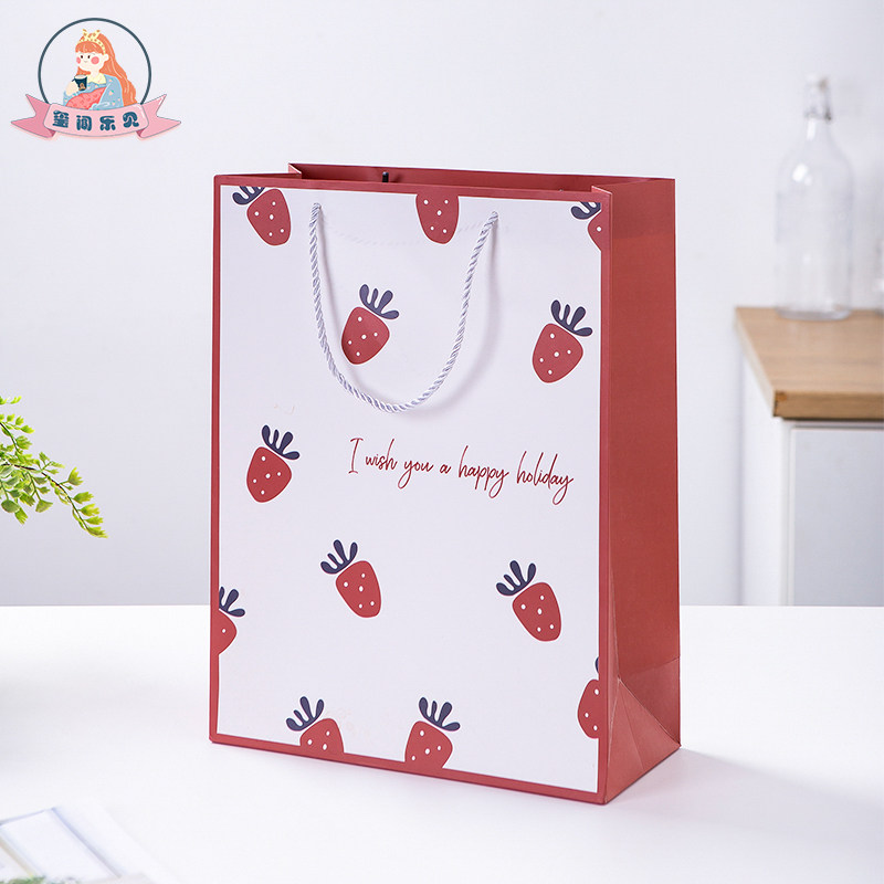 Xi Wen Le Jian creative ins style cute strawberry small gift bag handbag high-end large simple gift bag