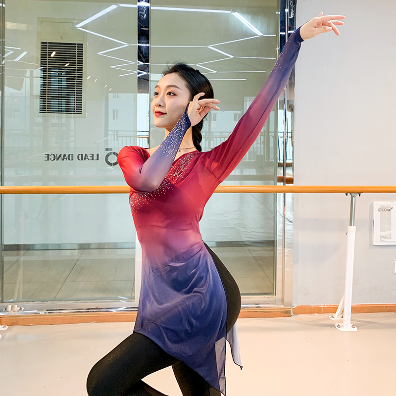 Hyun dance classical dance clothes modern body rhyme performance training clothes female body teacher gauze national elegant top