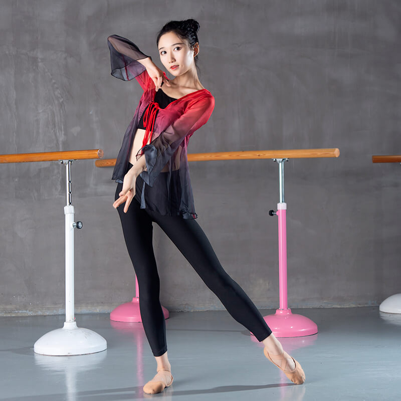 Classical dance training dress female adult gauze dress body rhyme teacher's performance dress nine horn sleeve gradually layer color coat elegant