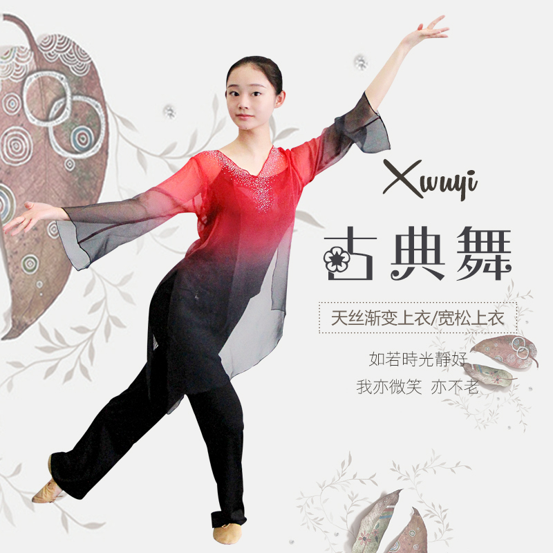 Classical dance body rhyme training clothes female adults gradually layer color gauze national Chinese style teachers performance clothes jacket loose