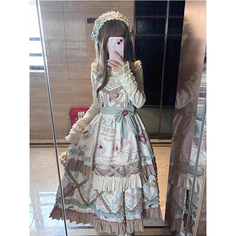 圣诞节新年服优雅Lolita柄图长袖连衣裙,轻Lo风治愈系款_lolita洛丽塔连衣裙_淘宝游戏网