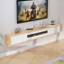 Solid wood wall-mounted TV cabinet living room bedroom wall hanging wall modern simple Nordic small apartment suspension cabinet mini