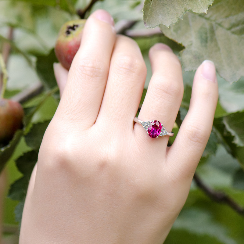 925 Silver Ruby Ring Woman Synthetic Red Corn Garment Ring Woman edition of Han Edition