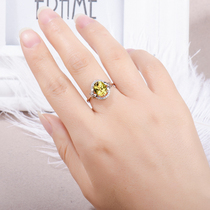 Natural Basil Yellow Crystal Ring 925 Pure Silver Natural Crystal Live Japan South Korea Yellow Crystal Ring