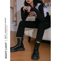 Luminous super-display slim black high waist elastic jeans Women 2021 Winter new Micro-Law slim fit 100 lap pants