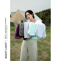 Nightlight Nightlight Multicoloured V Collar Combed Cotton Open Fork Short Sleeve T-Shirt Woman Pure cotton Loose Pure Cotton Compassionate Blouse