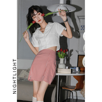 Luminous white short shirt womens spring new short-sleeved port wind exposed umbilical ins tide shirt student design top