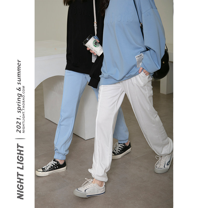 Kharen Pants Woman Tight Waist High Waist Bunches Pants 2021 Spring Autumn Small Feet Pure Cotton Casual Pants Trousers Long Pants Sports Pants