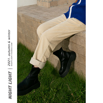 Night Light Port Wind Retro Light Core Suede Casual Pants Woman Straight Drum Loose slim 2021 Winter new 100 hitch Leg Pants