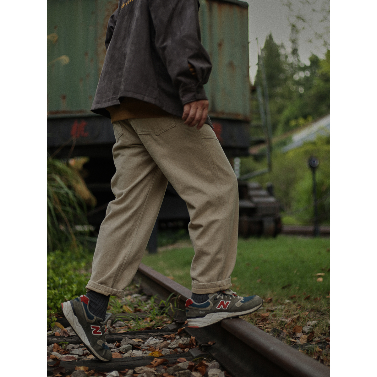 Crisis Youth Grinding Water Scrubbing Easy to Straight Drum Casual Pants Men's Day Ensemble Retro Pure Color 100 Lap Pure Color Engineering Pants-Taobao