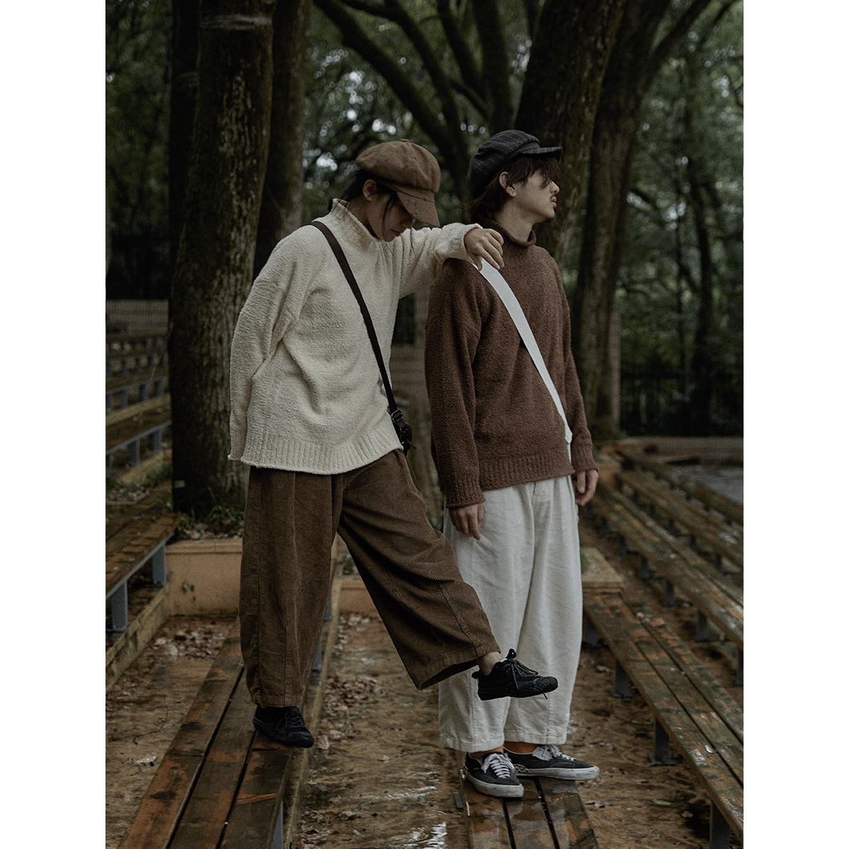 Crisis Youth Retro Antique Teddy Suede Semi-High Collar Sweater Men's Autumn Winter Thickening Day Ensemble of Lovers Loose blouses