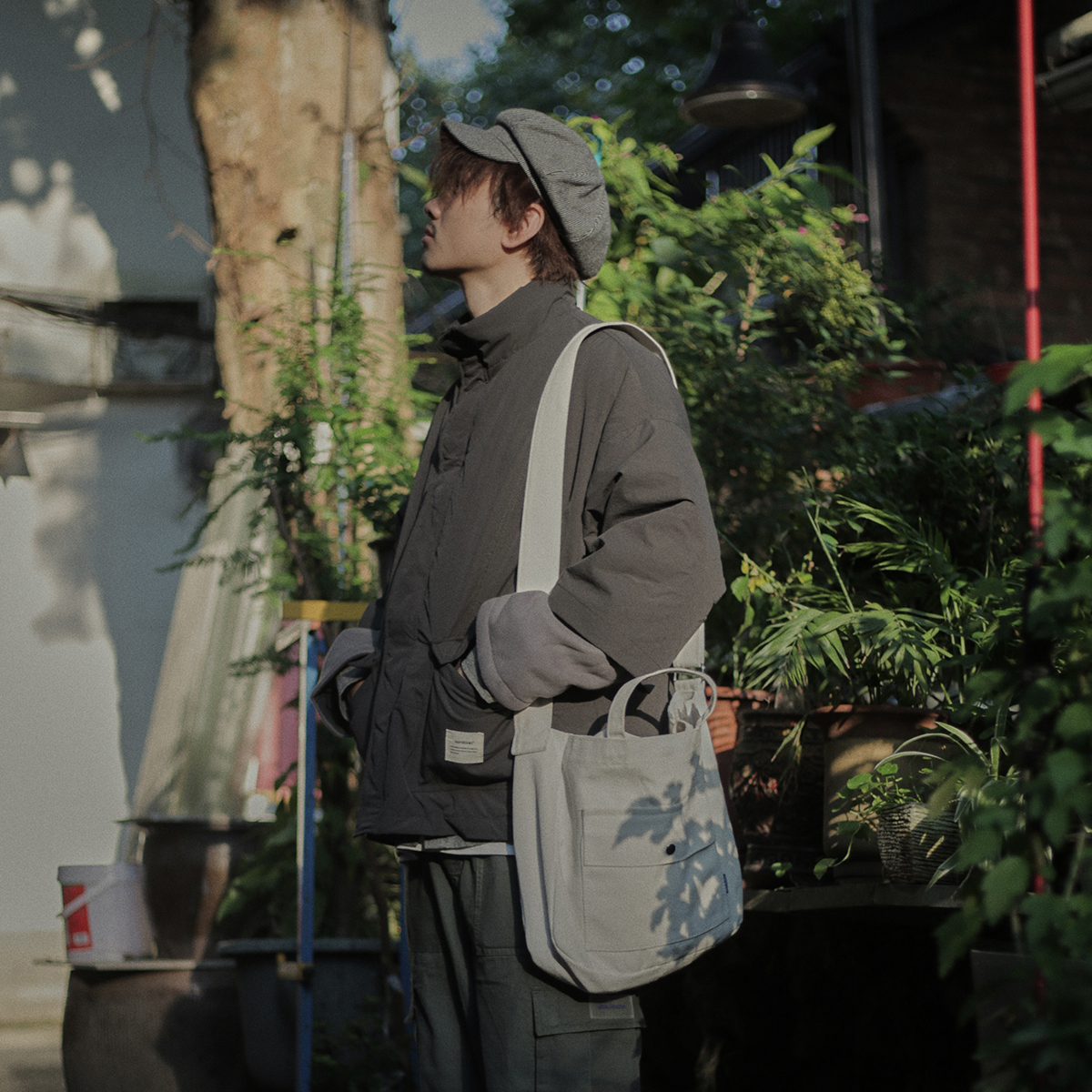 Crisis youth Japanese retro fake two-piece stand-up collar shop cotton jacket Men's winter loose student warm jacket quilted jacket tide