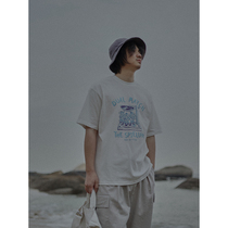 Crisis youth T-shirt Men Pure Color Cotton 2021 new summer round neck print Japanese retro white short sleeve tide