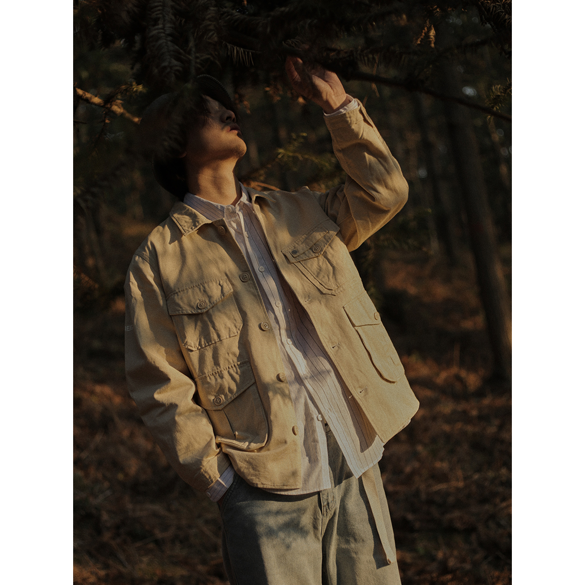 Crisis youth Asakka with its multiple pockets Overalls jacket for men and women's day series retro pure color base 100 lap jacket