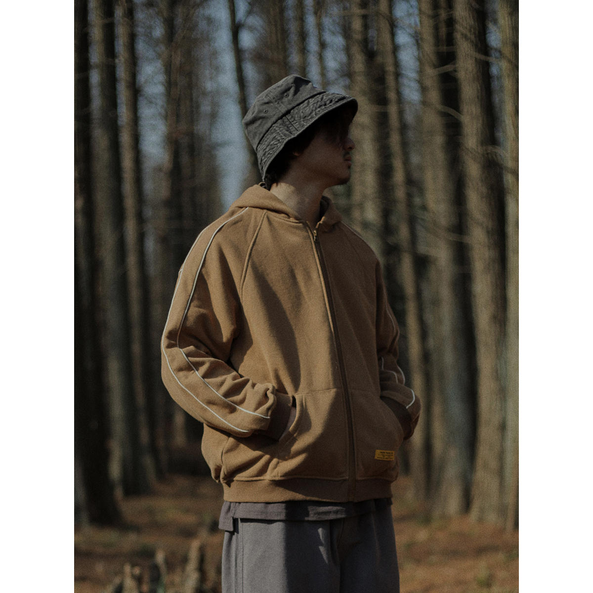 Crisis Youth Arm Stripes Even Hat Cardiovert Men's Day Department Retro Pure Color Loose Student Coats 100 hitch