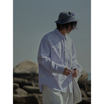 Crisis Youth double pocket profile vertical striped shirt male Japanese fresh loose casual long sleeve shirt jacket