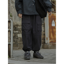 Crisis youth black overalls men and women Japanese retro loose multi-pocket straight Joker trend casual pants