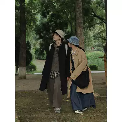 Crisis youth windbreaker men's medium and long version of the jacket 2021 new autumn and winter Japanese coat retro loose over the knee women