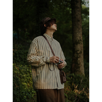 Crisis Youth Male Long sleeves Striped Shirt New spring and autumn ancient Lining Clothes Day Ensemble Teen Retro Easy Blouse Tide
