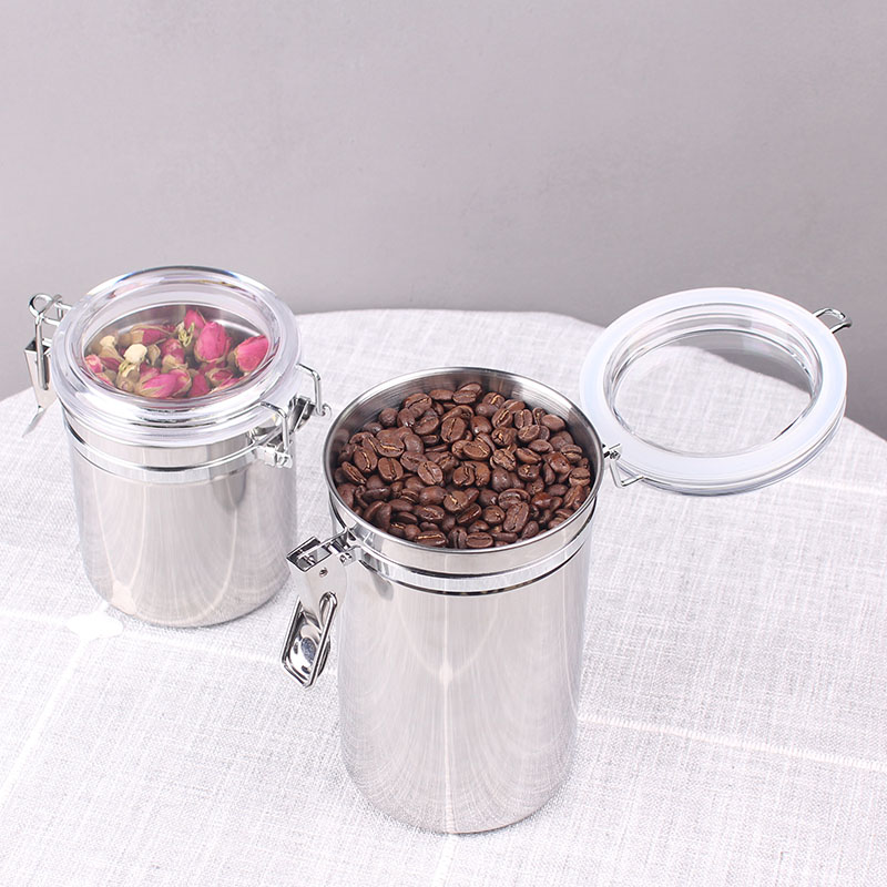 Kitchen flavor cans coffee powder sealing tank tea powder powder powder powder packing box large stainless steel sealing tank