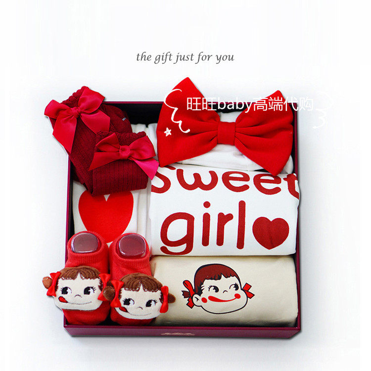 Hong Kong baby full moon 100th birthday gift princess suit female treasure cotton clothes autumn and winter net red gift box