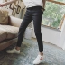 2018 mới giản dị lỗ chín điểm quần jean nhỏ ngắn nam quần áo hè 150cm sinh viên cao - Quần jean quần áo thời trang Quần jean