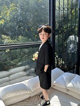 Boys summer suit two-piece new loose casual boy Korean style childrens short-sleeved shorts breathable three-piece set