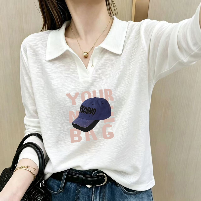 New Thin Snowflake Cotton White Long-Sleeved Lapel T-Shirt Polo Shirt, Refreshing and Casual, Versatile for Daily Wear, Can Be Worn Inside or Outside New Thin Snowflake Cotton White Long-Sleeved Lapel T-Shirt Polo Shirt, Refreshing and Casual, Versatile for Daily Wear, Can Be Worn Inside or Outside