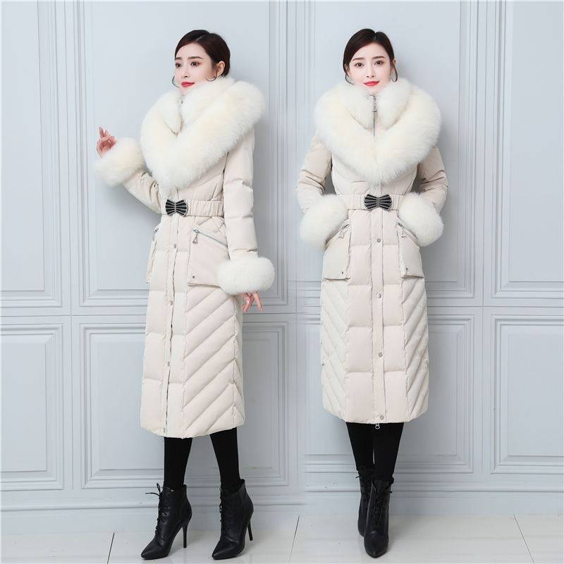 Slim Thick High-End Luxury Fox Fur Glossy Disposable Long Fur Down Jacket Women Look Thin Over Knee Northeast