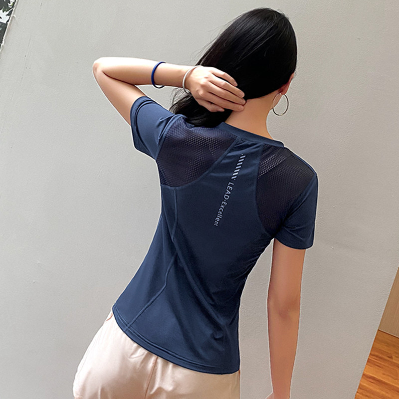 Indeed odd yoga suit women's tight summer quick-drying running short-sleeved t-shirt net red thin section fitness clothing sports top