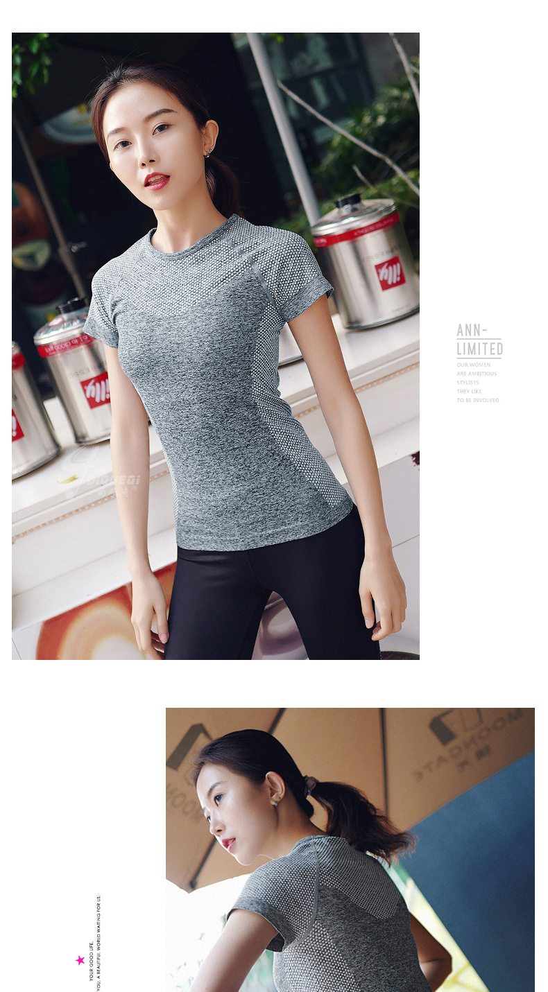 Thật vậy, mùa xuân và mùa hè áo khoác thể thao thoáng khí quần áo thể dục ngắn tay bó sát quần skinny bó sát chạy nhanh áo thun nữ áo ba lỗ the thao