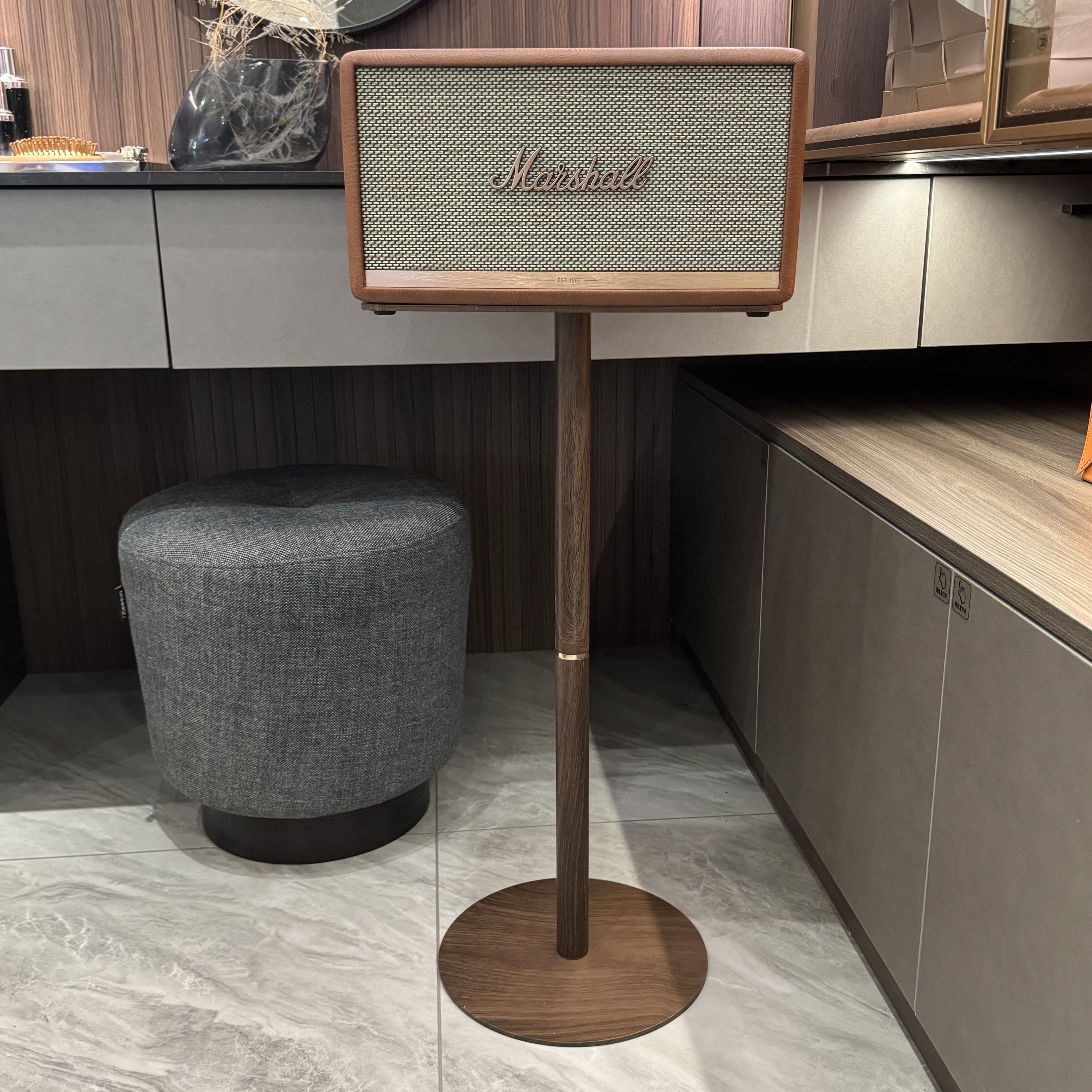 【Sanmu】Marshallベース Acton/Stanmore/Woburn 対応 メタル木目調スピーカースタンド