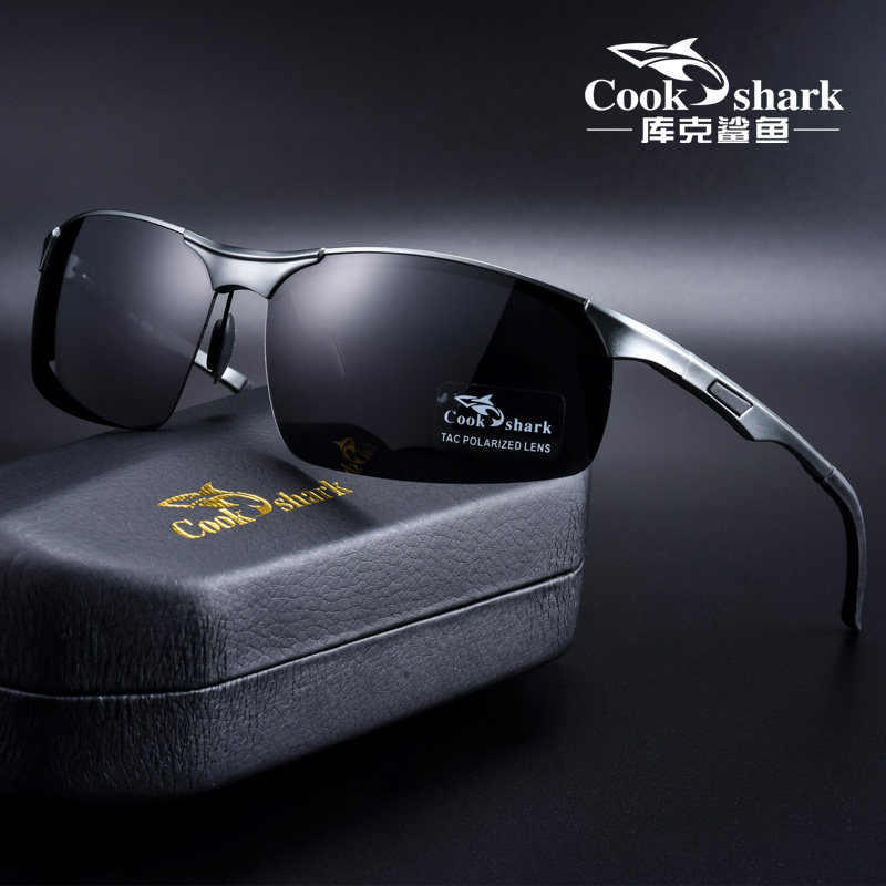 Cook Shark 2021 new aluminum magnesium sunglasses men's color-changing sunglasses polarized driving driver glasses tide