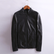 Autumn imported tire sheepskin leather mens simple business high-end wool Ni lined leather leather jacket jacket