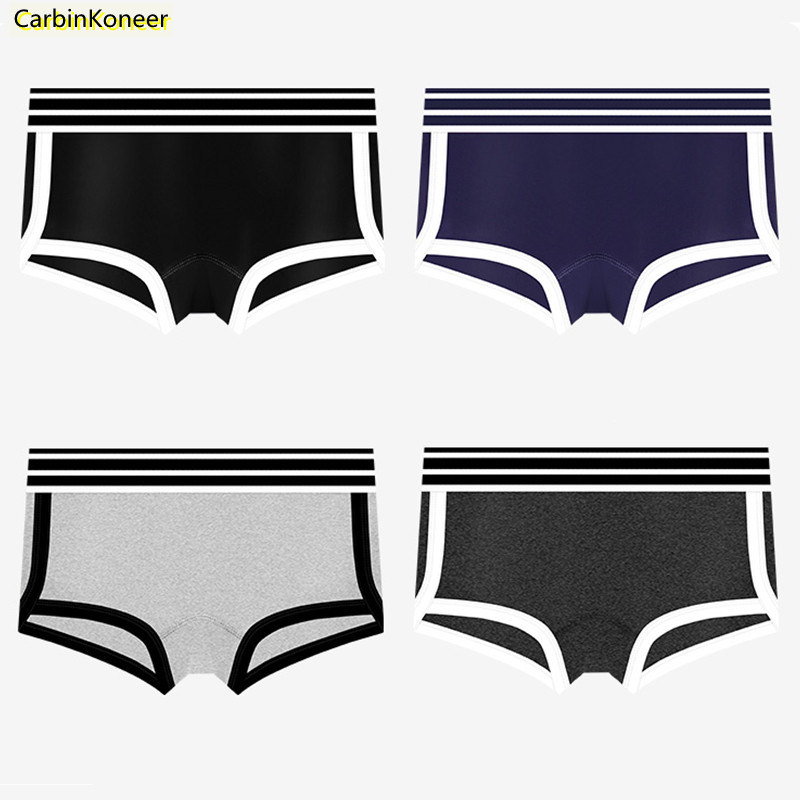 Four Corner Briefs Female Pure Cotton Antibacterial Sports Yoga Loose no Hip Fat Girl student Large size Size Full Cotton Four-corner Shorts