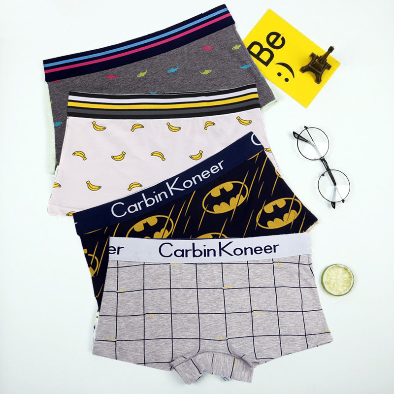 3 Teen Girl Pants Woman Pure Cotton Cute Cartoon Student Four-corner Pants Lady Mid Waist Large Size Full Cotton Four-corner Shorts