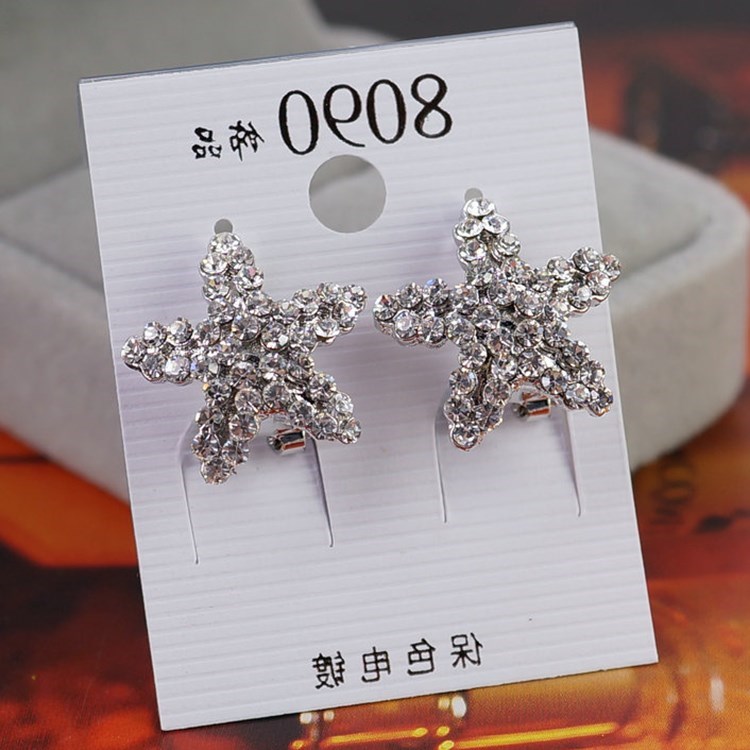 Full nail shiny new spot starfish ear buckle temperament Korean version Yiwu earrings round ball rhinestone earrings