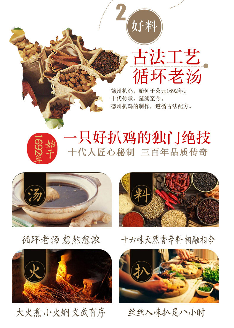 中华老字号 德州扒鸡 正宗原汁柴鸡 500g*2只 图3