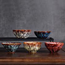 Kiln change teacup Ceramic teacup Kung Fu small teacup Master cup Single cup Jianzhan tea set Tea cup Tea cup Hat cup