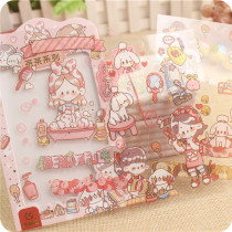 Tea tea girl hand account sticker set waterproof no trace material decoration small pattern cute cartoon girl heart stickers