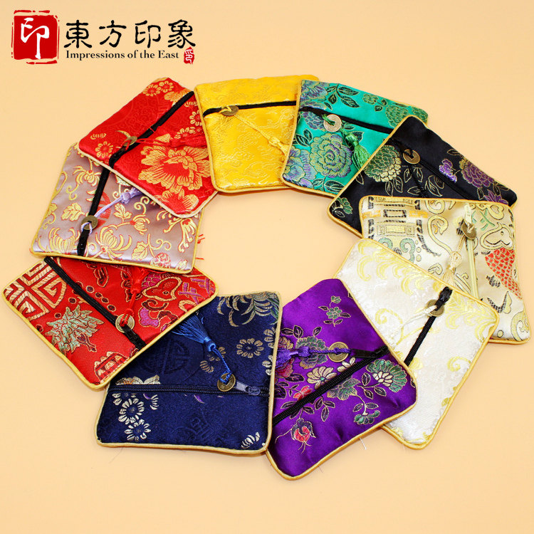 Middle China Wind Cloud Jinzero wallet Card bag Silk small pocketbook True silk copper wallet Ethnic characteristics to go abroad for old foreign