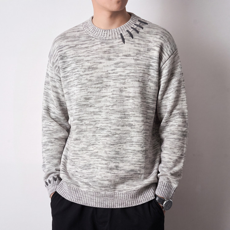 Middle-Aged Men's Round-Neck Sweater, Solid Color, Loose Fit, Suitable for Dad's Commute and Socializing, Simple and Versatile Long-Sleeve Base Shirt