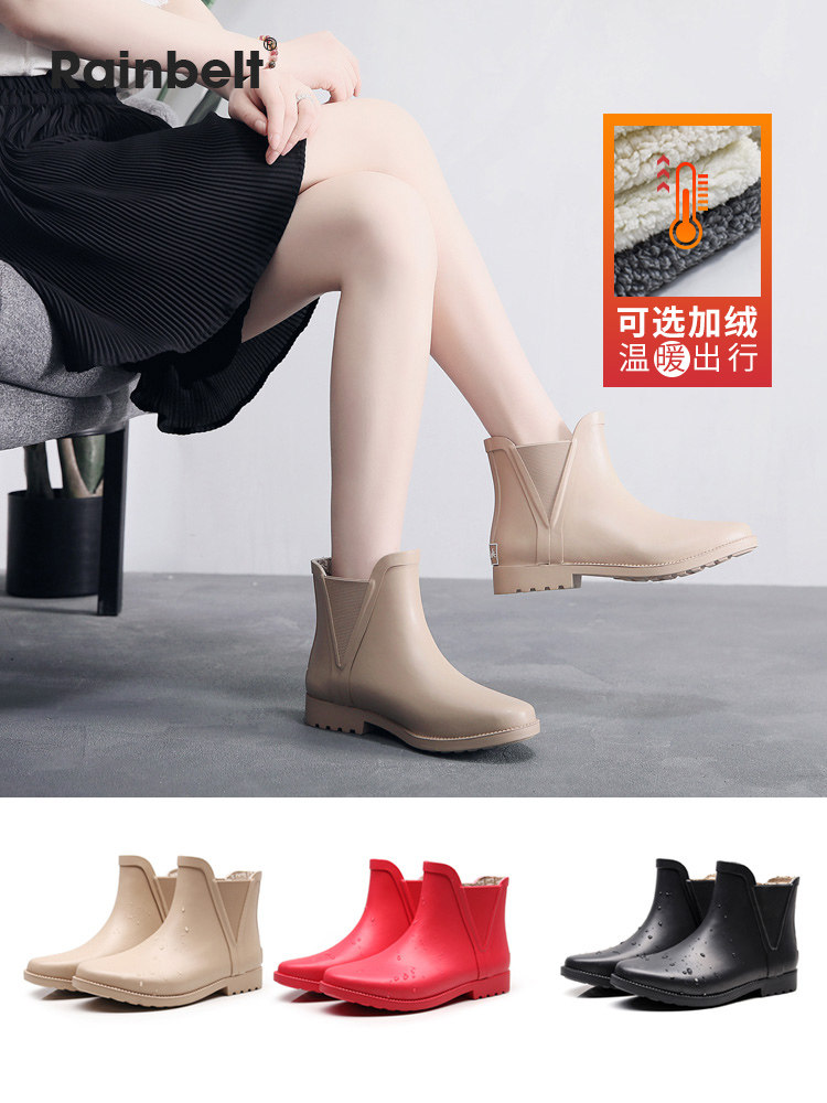 Rain shoes women's fashion outdoor wear summer water boots waterproof cover non-slip adult Chelsea water shoes Rain boots short tube