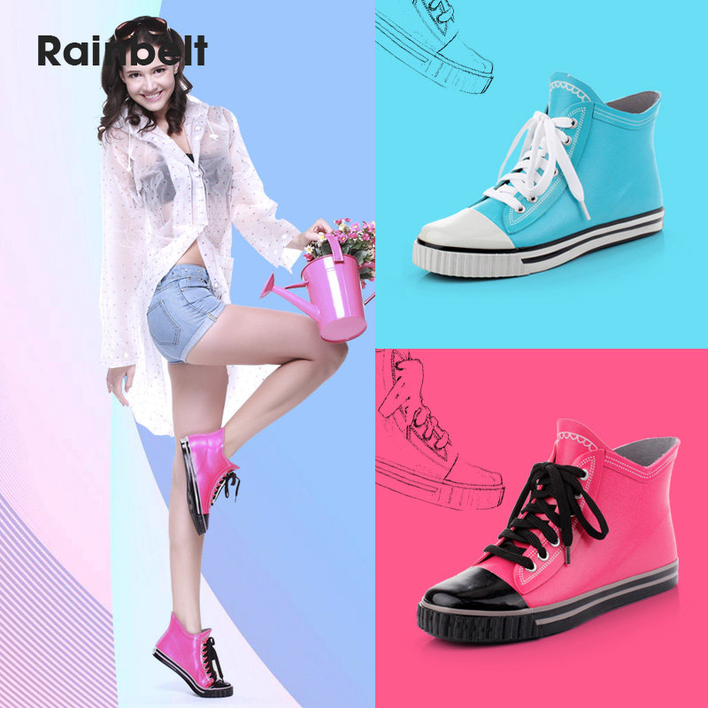 Lady Rain Shoes Women Waterproof South Korea Fashion Rain Boots Non-slip Water Shoes Rubber Shoes Short Barrel Thickened Outwear Nice Soft Bottom