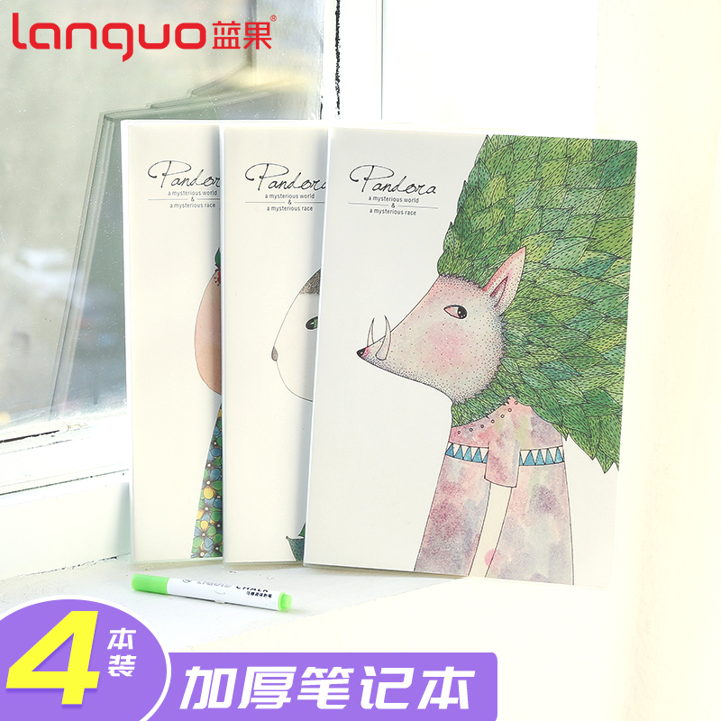 Blue fruit 4 notebook thick book super thick large stationery a5b5 thickened notepad soft copy simple creative small fresh hand book diary for college students with thread seam glue cover wholesale