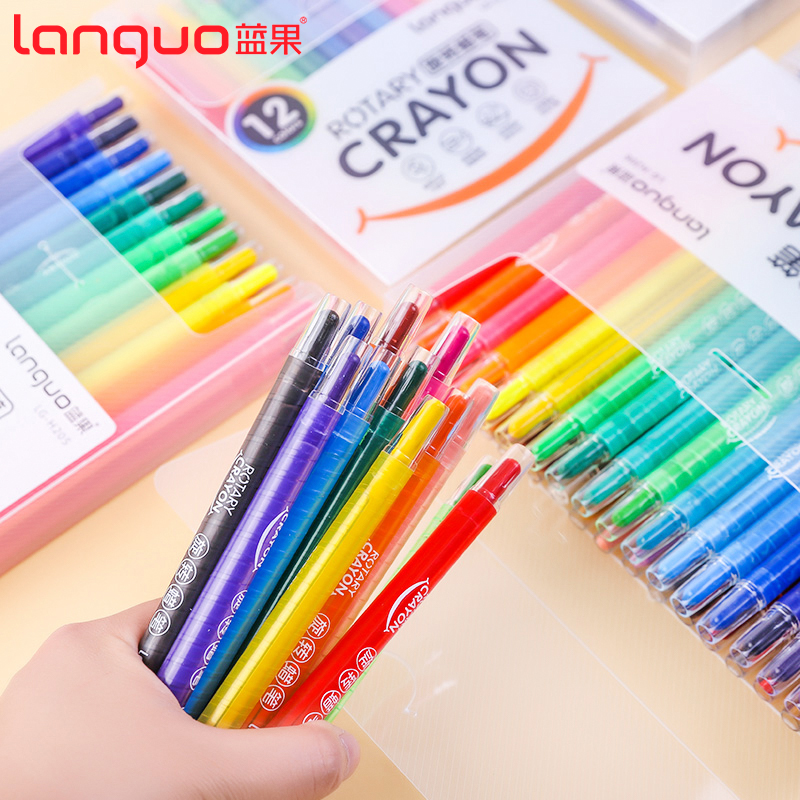 Blue fruit color rotating crayon Oil-soluble colorful life series Children's safe and non-toxic simple and convenient baby brush crayon 36 colors 24 colors children's crayon set